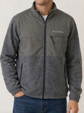 Columbia Grey Lightweight Full Zip Fall Jacket Sz Medium
